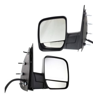 Power Mirror Pair/Set for 2002-2008 Ford Econoline Van, Non-Towing, Manual Folding, Non-Heated, Textured Black, without Auto Dimming, Blind Spot Detection, Memory, and Signal Light - Right (Passenger) and Left (Driver) Replacement