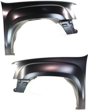 Front Fender Pair/Set for GMC Sierra 1500 2007-2013/2500/3500 2007-2014, Right (Passenger) and Left (Driver), Steel, New Body Style, Primed (Ready to Paint), Replacement