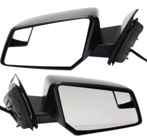 Mirror Pair/Set for GMC Acadia 2013-2015, Right (Passenger) and Left (Driver), Power, Manual Folding, Non-Heated, w/o Auto-Dimming, with BSD in Glass, w/o Turn Signal Light, w/o Memory, Non-Towing, Paintable Replacement