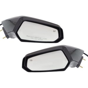 Power Mirror Pair/Set for 2010-2015 Chevrolet Camaro, Right (Passenger) and Left (Driver), Non-Folding, Heated, Paintable, Without Auto Dimming, Blind Spot Detection, Memory, With Signal Light, Replacement