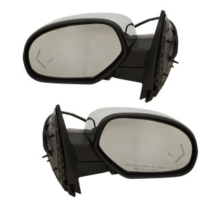Pair/Set - Power Folding Chrome Mirrors for Chevrolet Suburban/Tahoe 2007-2014, Right (Passenger) and Left (Driver), Non-Towing, Heated, with Blind Spot Detection, Memory, Signal Light Replacement