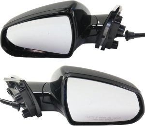 Power Folding, Heated, Paintable Mirror Pair/Set for 2013-2016 SRX, Right (Passenger) and Left (Driver) Side, with Memory, without Etched Warning, (2015, 2nd Design) - Replacement