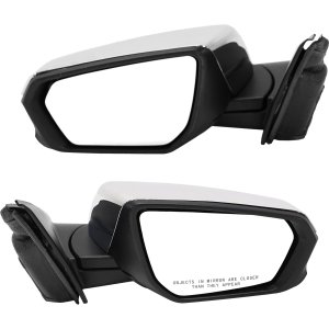 Mirror Pair/Set for 2018-2023 Terrain/Equinox, Denali Model, Right (Passenger) and Left (Driver), Power, Manual Folding, Heated, Chrome, Without Blind Spot Detection and Signal Light, Replacement