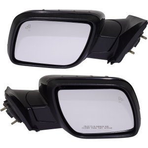 Mirror Pair/Set for Ford Explorer (2016-2019), Right (Passenger) and Left (Driver), Power Adjustable, Manual Folding, Heated, Paintable, with Blind Spot Detection in Glass & In-housing Signal Light, without Auto Dimming and Memory Function, Replacement