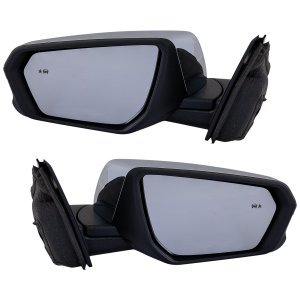 Mirror Pair/Set for 2018-2023 Terrain/Equinox, Power, Manually Folding, Heated, Chrome, with Blind Spot Detection and Signal Light, (Terrain Denali Model), Right (Passenger) and Left (Driver) Side, Replacement