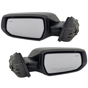 Mirror Pair/Set for 2016-2018 Chevrolet Malibu Premier Model, Right (Passenger) & Left (Driver), Power, Manual Folding, Heated, Paintable, with In-Housing Signal Light, Memory, Blind Spot Detection in Glass, Lane Change Assist, without Puddle Light, Auto-Dimming Replacement