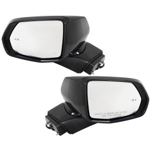 Mirror Pair/Set for Chevrolet Blazer 2019-2022, Right (Passenger) and Left (Driver), Power Operation, Manual Folding, Heated, Paintable, with In-Housing Signal Light, Blind Spot Detection in Glass, without Memory, Puddle Light, Auto-Dimming, Replacement
