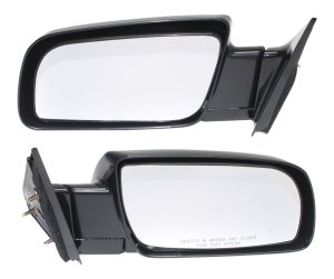 Manual Adjust Mirror Pair/Set for 1988-2002 C/K Full Size Pickup, Right (Passenger) and Left (Driver), Manual Folding, Non-Heated, Paintable without Auto Dimming, BSD, Memory, and Signal Light, Standard Type Replacement