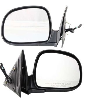 Power Mirror Pair/Set for Chevrolet S10 Pickup (1994-1997) and Blazer (1995-1997), Right (Passenger) and Left (Driver), Manual Folding, Non-Heated, Paintable, Replacement