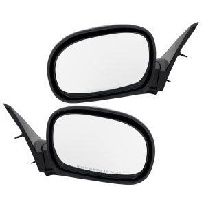 Manual Adjust Mirror Pair/Set for Chevrolet S10 Pickup 1994-1997, Blazer 1995-1998, Right (Passenger) and Left (Driver), Manual Folding, Non-Heated, Paintable, Below Eyeline Type Replacement