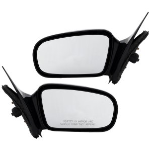 Manual Adjust Mirror Pair/Set for 1995-2005 Chevrolet Cavalier/Pontiac Sunfire, Right (Passenger) and Left (Driver), Non-Folding, Non-Heated, without Auto-Dimming or Blind Spot Feature, Non-Towing, Paintable, Coupe 