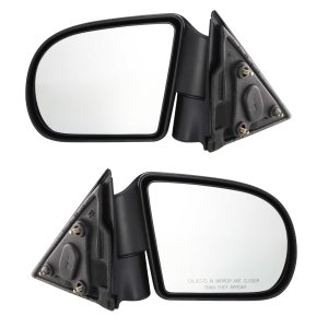 Pair/Set - Manual Adjust & Folding Mirrors for Chevrolet S10 Pickup 1999-2004 / Blazer 1999-2005, Right (Passenger) & Left (Driver), Non-Heated, Textured, Below Eyeline Type, Replacement