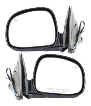 Pair/Set - Power Heated Manual Folding Mirrors for Chevrolet S10 Pickup/Blazer 1998, Right (Passenger) and Left (Driver), Paintable Replacement