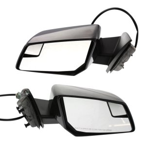 Car Mirror Pair/Set for Chevrolet Traverse 2009-2017, Right (Passenger) and Left (Driver), Power, Manual Folding, Heated, Paintable, w/ Signal Light in Housing, w/o Auto Dimming, Blind Spot Detection, Memory Replacement