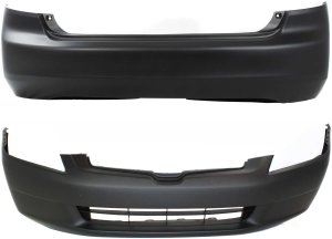 Front and Rear Bumper Cover Set for 2003-2005 Honda Accord Sedan, Primed (Ready to Paint), Replacement