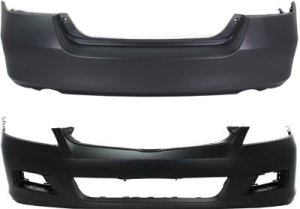 Front and Rear Bumper Cover for 2006-2007 Honda Accord, Primed (Ready to Paint), Sedan - Complete Replacement Set