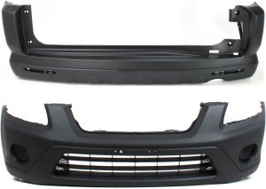 Front and Rear Bumper Cover Set for 2005-2006 Honda CR-V EX/LX Models, Textured, Suitable for Japan and U.K. Built Models - Replacement Part