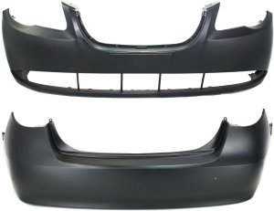 Front and Rear Bumper Cover Set for 2007-2010 Hyundai Elantra Sedan, Primed (Ready to Paint) Replacement