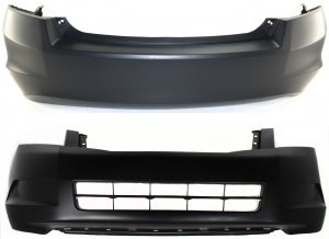 Front and Rear Bumper Cover Set for 2008-2010 Honda Accord Sedan, 4 Cylinder, Primed (Ready to Paint), Replacement