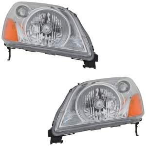 Headlight Pair/Set for Honda Pilot 2003-2005, Includes Right (Passenger) and Left (Driver) Side Headlights, Lens and Housing, Halogen, Replacement