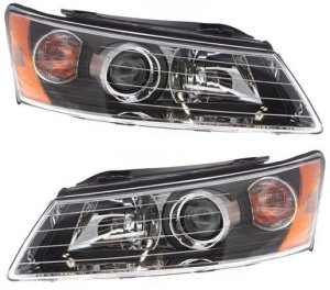 Headlight Assembly for Hyundai Sonata 2006-2008, Right (Passenger) and Left (Driver), Halogen, Replacement Pair/Set