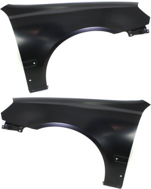 Front Fender Pair/Set for Hyundai Accent 2003-2006, Right (Passenger) and Left (Driver), Primed (Ready to Paint), Hatchback Model, with Body Side Molding Holes, Replacement