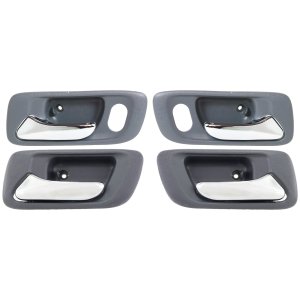 Interior Door Handle Pair/Set for Honda Accord 1998-2002, Front and Rear, Right (Passenger) and Left (Driver), Gray Bezel with Chrome Lever, Replacement
