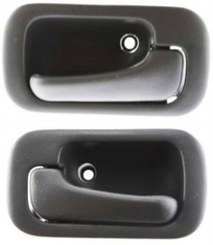 Front Door Handle Assembly Pair/Set for 1992-1995 Honda Civic, Right (Passenger) and Left (Driver) Included, Inside, Gray, Plastic, Without Power Lock, Replacement