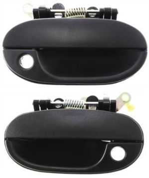 Front Door Handle Assembly Pair/Set for Hyundai Accent 1995-1998, Includes Right (Passenger) and Left (Driver) Handles, Outside, Plastic, Textured Black, Replacement
