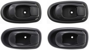 Front and Rear Door Handle Assembly Pair/Set for Hyundai Elantra 1996-1998, Inside, Right (Passenger) and Left (Driver), Dark-Gray, Replacement