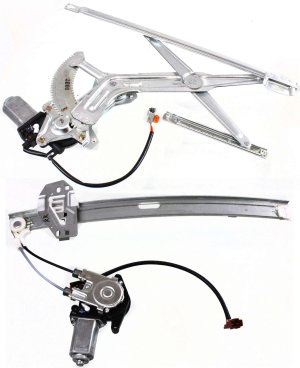 Front and Rear Window Regulator Right (Passenger) with Power Motor for 1990-1993 Honda Accord, Replacement Set