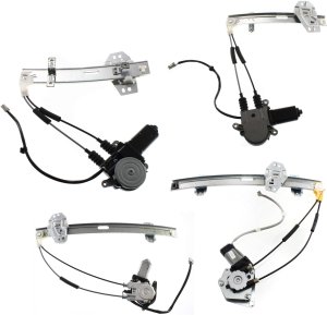Front and Rear Window Regulator with Motor Pair/Set for 1994-1997 Honda Accord, Right (Passenger) and Left (Driver) Power Replacement