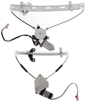 Front and Rear Window Regulator with Motor Set for 2001-2005 Honda Civic, 2001 EL Sedan, Left (Driver) Power, Replacement