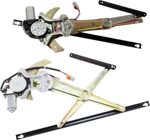 Front Window Regulator Pair/Set for Honda CR-V 1997-2001, Right (Passenger) and Left (Driver), Power with Motor, for EX/LX/SE Models - Replacement