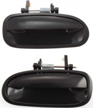 Exterior Rear Door Handle Pair/Set for 1996-2000 Honda Civic, Right (Passenger) Side, Smooth Black, Replacement