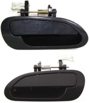 Rear Door Handle Pair/Set for Honda Accord Sedan 1998-2002, Right (Passenger) and Left (Driver) Included, Outer, Smooth Black Plastic, Replacement