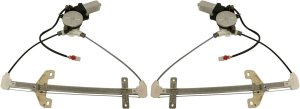Rear Window Regulator Pair/Set for 2001-2005 Honda Civic, Power, with Motor, Sedan, Left (Driver) and Right (Passenger), Suitable for Canada/USA Built, Replacement