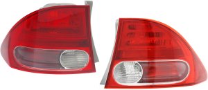 Tail Light Pair/Set for 2006-2008 Honda Civic Sedan, Outer Lens and Housing, Right (Passenger) and Left (Driver) Replacement