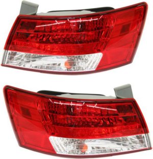 Outer Tail Light Assembly Pair/Set for 2006-2007 Hyundai Sonata, Right (Passenger) and Left (Driver) Side Replacement