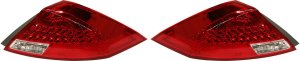 Tail Light Pair/Set for 2006-2007 Honda Accord Coupe, Right (Passenger) and Left (Driver), Lens and Housing, with Black Rim - Replacement