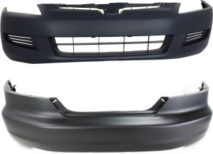 Front and Rear Bumper Cover for 2003-2005 Honda Accord, 2-Piece Set, Primed (Ready to Paint), Suitable for 4 Cylinder Coupe - Replacement
