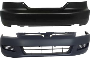 Front and Rear Bumper Cover Set for 2003-2005 Honda Accord Coupe, 6 Cyl, Primed (Ready to Paint) Replacement