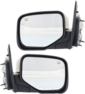 Power, Heated, Paintable, Manual Folding Mirror Pair/Set for Honda Ridgeline 2006-2014, Right (Passenger) and Left (Driver) Replacement