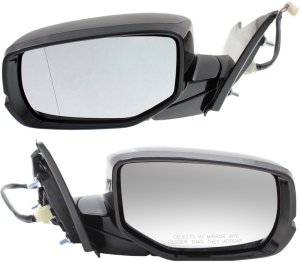 Mirror Pair/Set for Honda Accord 2013-2017, Right (Passenger) and Left (Driver), Power Operated, Manual Folding, Heated, without Auto-Dimming or Blind Spot Feature, In-housing Signal Light, Paintable, Non-Towing, without Memory, Replacement