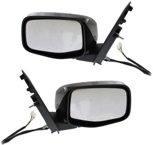 Heated Power Mirror Pair/Set for 2011-2013 Honda Odyssey EX/EX-L, Right (Passenger) and Left (Driver), Manual Folding, Textured Replacement