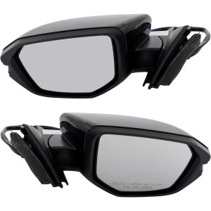 Power Mirror Pair/Set for Honda Civic 2016-2021, Right (Passenger) and Left (Driver), Manual Folding, Heated, Paintable, with In-housing Signal Light, without Auto Dimming, Blind Spot Detection, and Memory Replacement
