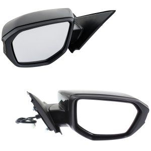 Mirror Pair/Set for Honda Civic 2017-2021 Right (Passenger) Heated, Left (Driver) Non-Heated, Power, Manual Folding, Paintable, Without Auto Dimming, Blind Spot Detection, Memory and Signal Light Replacement