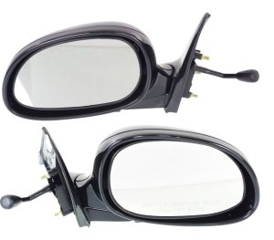 Manual Remote Paintable Mirror Pair/Set for Honda Civic Coupe/Hatchback 1992-1995, Right (Passenger) and Left (Driver), Manual Folding, Non-Heated Replacement