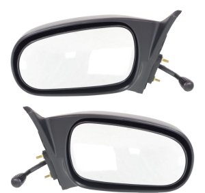 Manual Remote Mirror Pair/Set for 1996-2000 Honda Civic Sedan, Right (Passenger) and Left (Driver), Non-Folding, Non-Heated, Textured, Replacement