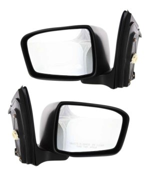 Mirror Pair/Set for 2005-2010 Honda Odyssey, Right (Passenger) and Left (Driver) Side, Power Operation, Manual Folding, Heated, Paintable Replacement